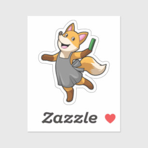 Pegatina Fox como peluquero con tijeras