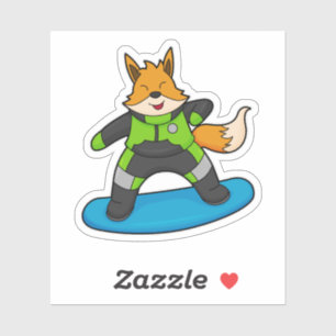 Pegatina Fox como Snowboarder con Snowboard