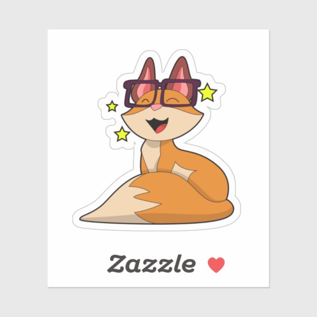 Pegatina Fox con gafas (Hoja)