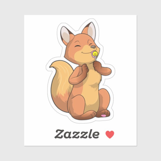 Pegatina Fox con Lollipop (Hoja)