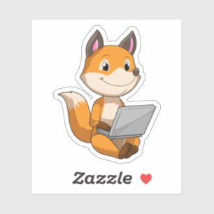 Pegatina Fox con portátil