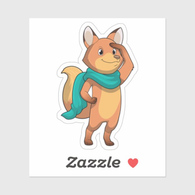 Pegatina Fox con Scarf (Hoja)
