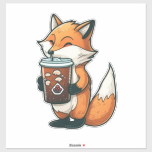 Pegatina Fox con una taza