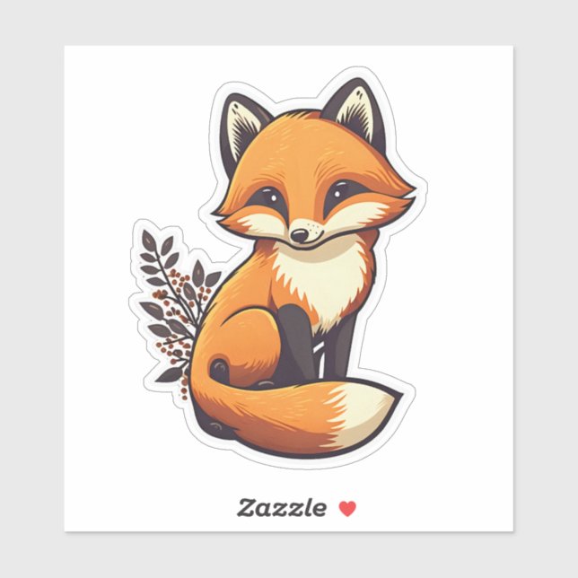 Pegatina Fox cute little animal (Hoja)
