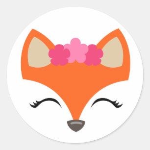 Pegatina Fox, Fox con corona flor
