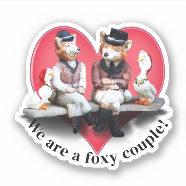 Pegatina Foxy Couple Valentine's Day (Anverso)