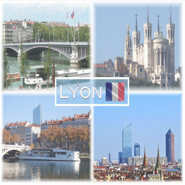 Pegatina FR Lyon - Pont Lafayette - Basílica de Fourviere - (Anverso)