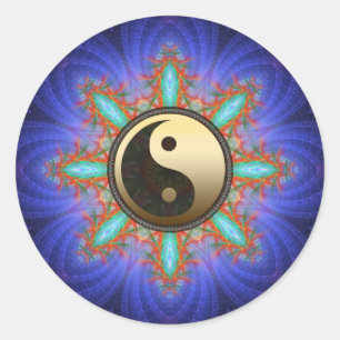 Pegatina Fractal Geométrico Star Gold Yin Yang