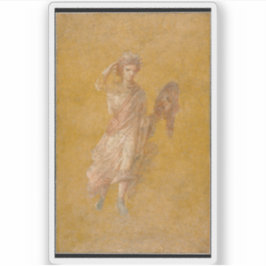 Pegatina Fragmento de un panel de fresco amarillo con musa