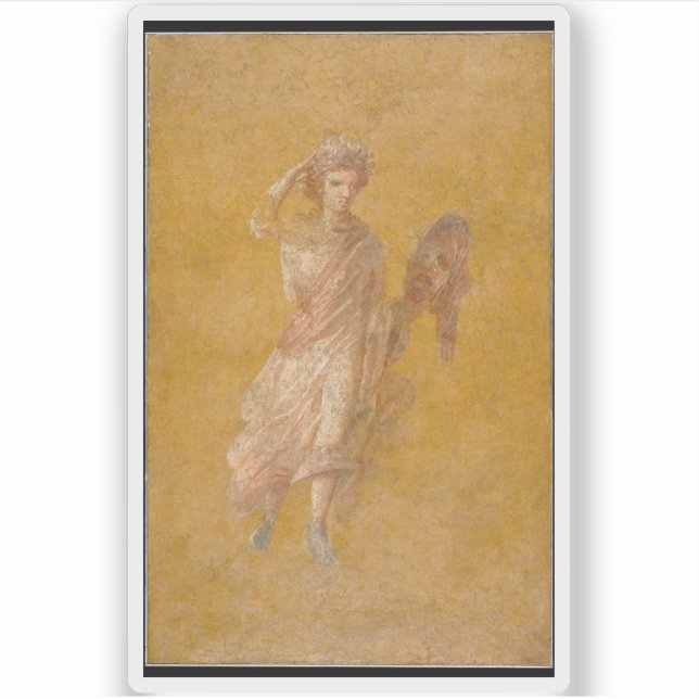 Pegatina Fragmento de un panel de fresco amarillo con musa (Anverso)