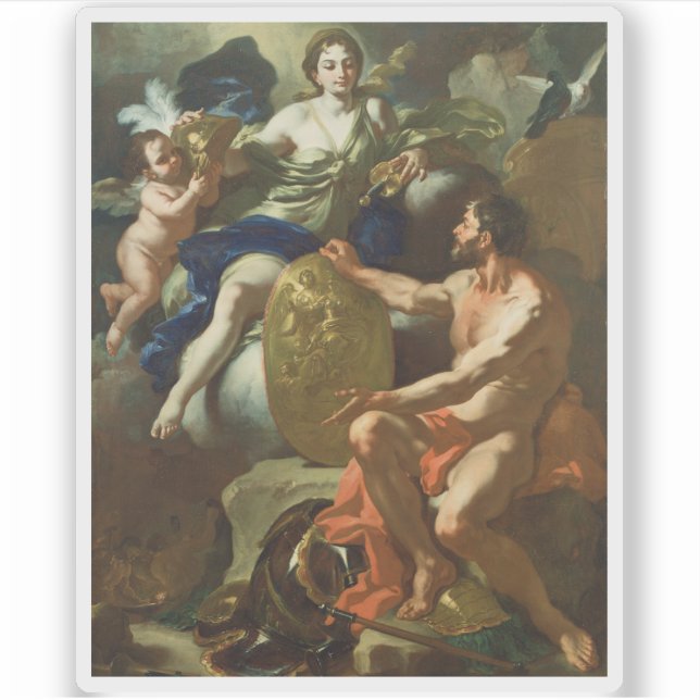 Pegatina Francesco Solimena - Venus en la forja de Vulcan (Anverso)