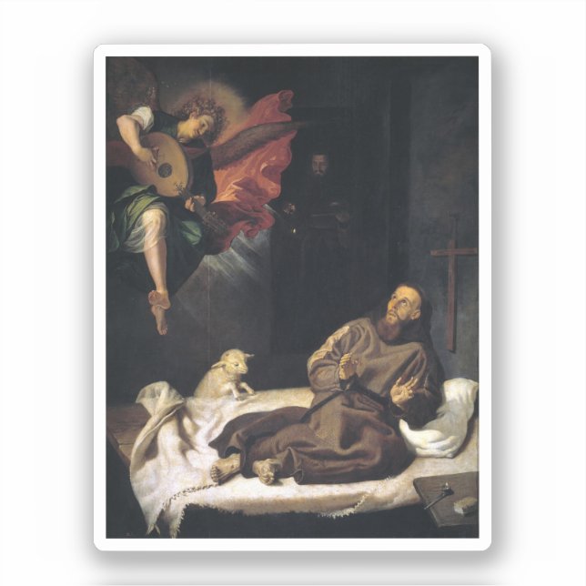 Pegatina Francisco de Asís con música angel (Anverso)