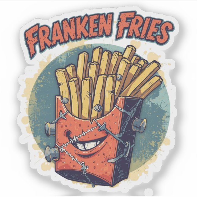 Pegatina Franken Fries Funny Halloween Fries Pun (Anverso)