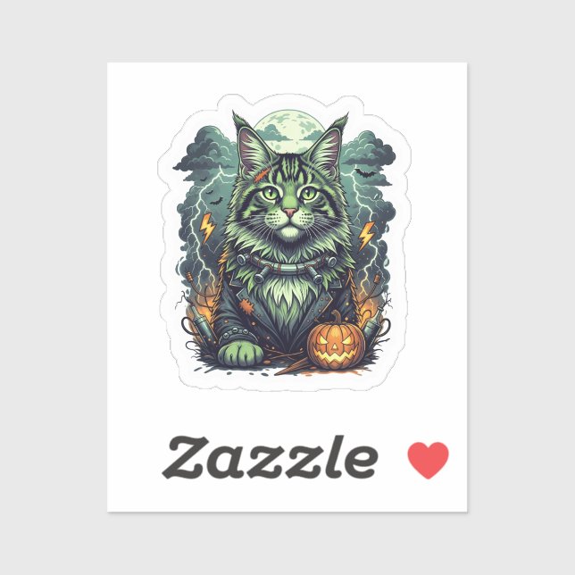 Pegatina FrankenCoon - Halloween de Maine Coon (Hoja)