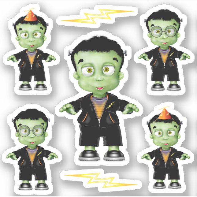 Pegatina Frankenstein Halloween (Anverso)
