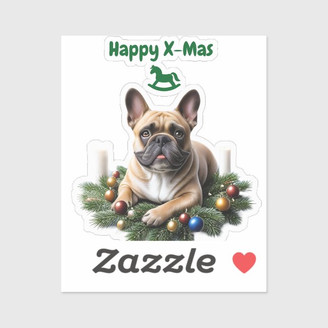 Pegatina Französische Bulldogge French Bulldog  Weihnachten (Hoja)