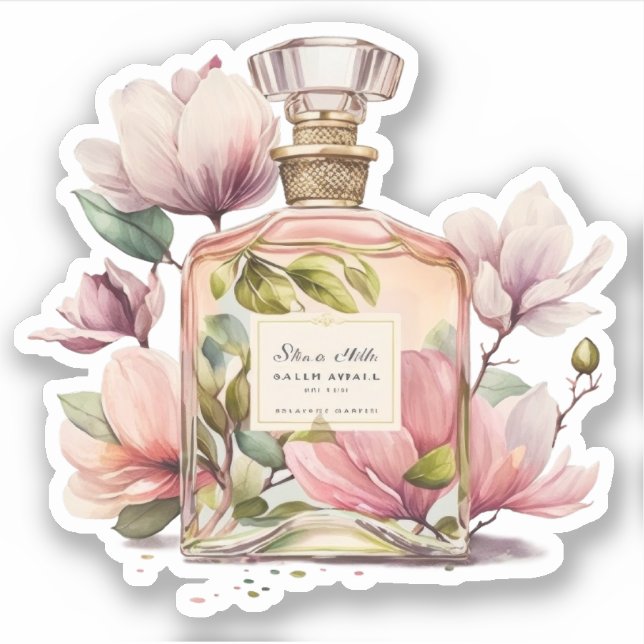 Pegatina Frasco de Perfume Floral (Anverso)