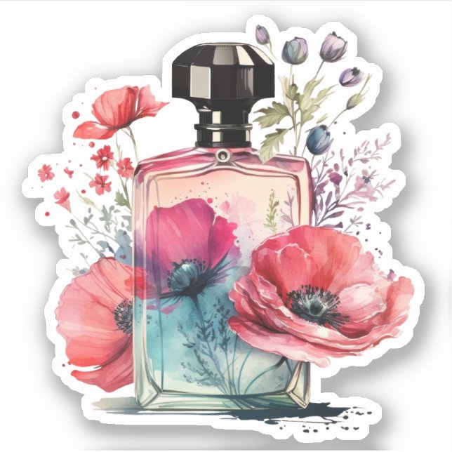 Pegatina Frasco de Perfume Floral (Anverso)