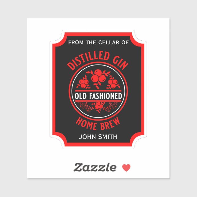 Pegatina Frasco de personalizado Gin (Hoja)