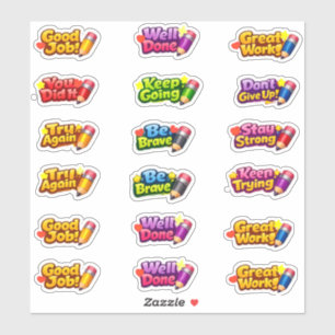 Pegatina Frases de Mentalidad de Crecimiento Kawaii y Profe