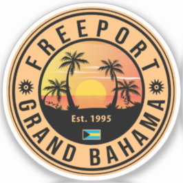 Pegatina Freeport Bahamas Retro Sunset Souvenirs 60