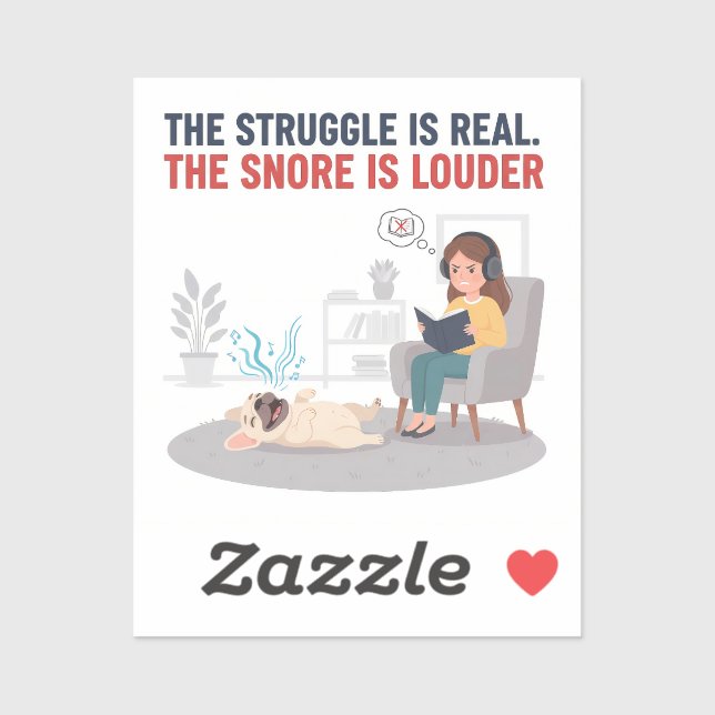 Pegatina Frenchie Snoring Loud Funny Dog Mom Gift (Hoja)