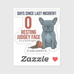 Pegatina Frenchie Travieso Sticker 0 Días Desde el Incident