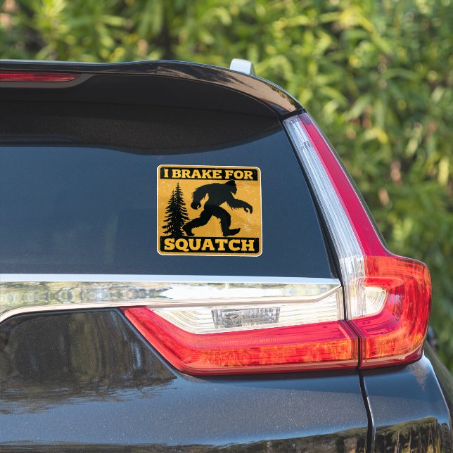 Pegatina Freno para Squatch Retro Bigfoot Amarillo Divertid (Lado del coche)