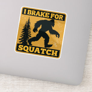 Pegatina Freno por Squatch Retro Bigfoot Negro y Amarillo