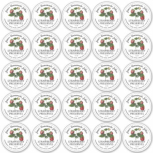 Pegatina Fresa Jelly 2.5" Boca ancha Mason Jar Lid