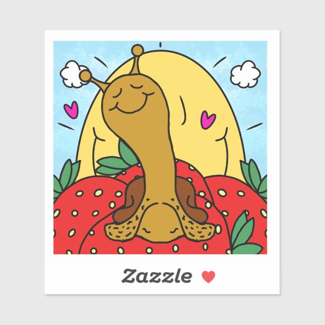 Pegatina Fresas De Caracol Y Sonrisas De Sol De Verano (Hoja)