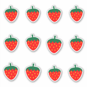 Pegatina Fresas Fruta producen Berries Granja Verano