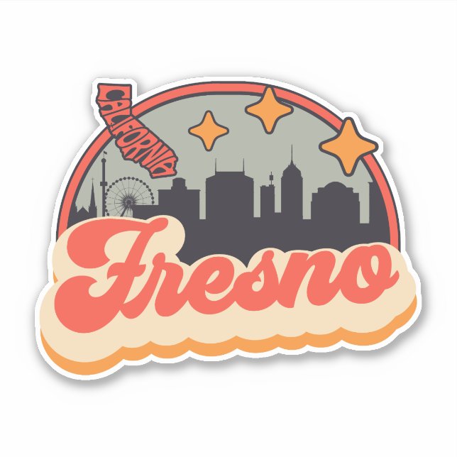 Pegatina Fresno, California (Anverso)