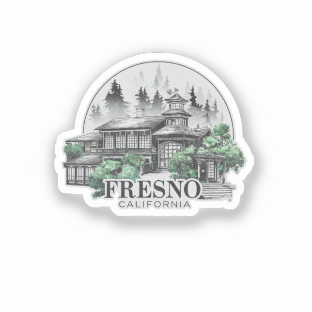 Pegatina Fresno City California Estados Unidos (Anverso)