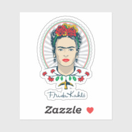Pegatina Frida Kahlo | Floral de época