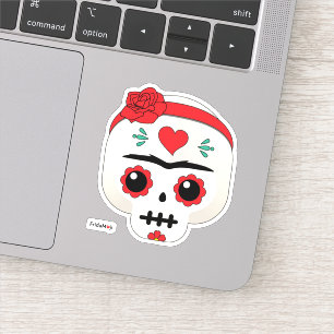 Pegatina Frida Kahlo   Frida Moji - Calavera azucarera