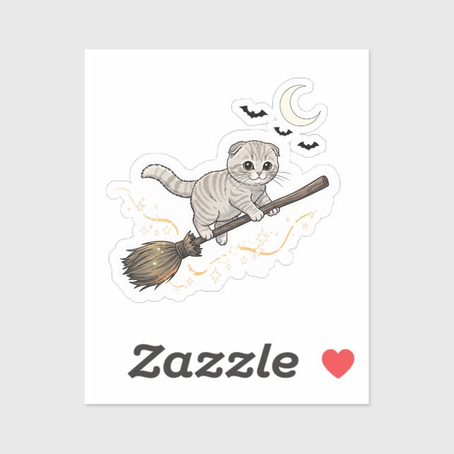 Pegatina Frío de palo de tomate - Halloween de felino crudo (Hoja)