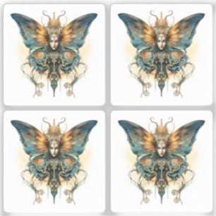 Pegatina Fritillaria Steampunk Gear mariposa