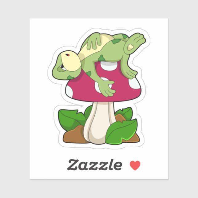 Pegatina Frog at Sleeping with Mushroom (Hoja)