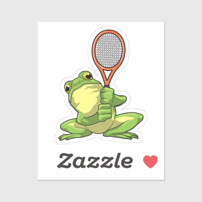 Pegatina Frog at Tennis with Tennis racket (Hoja)