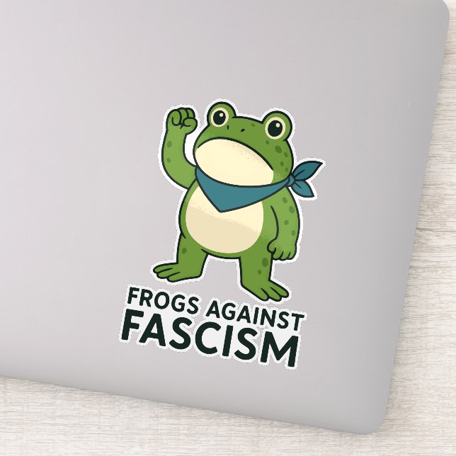 Pegatina Frogs Against Fascism Portland Frog Protest (Detalle)