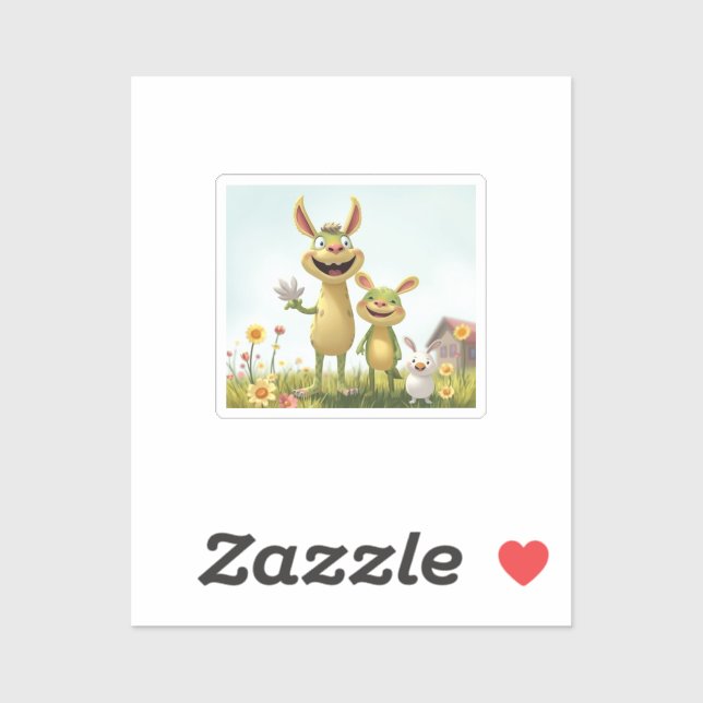 Pegatina Fröhliche Wiesengang – Bunte Tierfreunde im Frühli (Hoja)