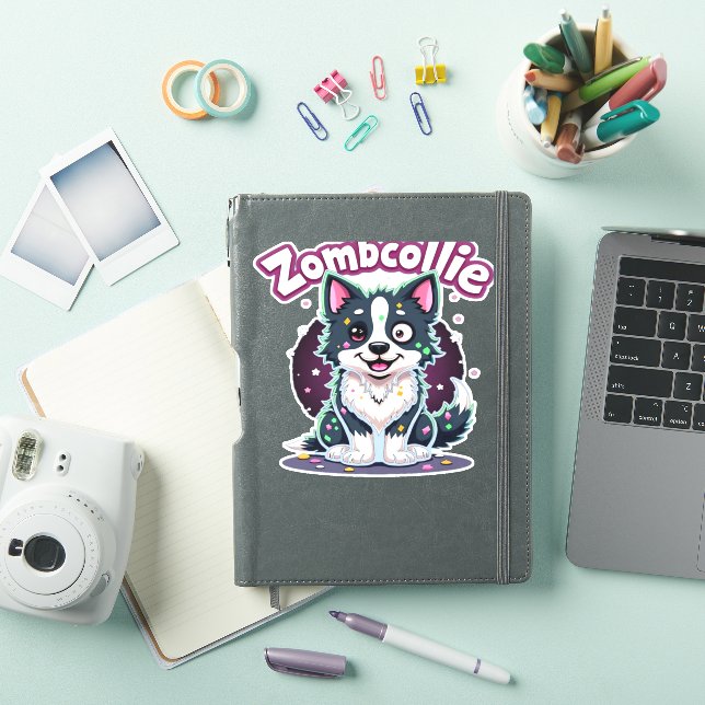 Pegatina Frontera Collie BC Perro zombie Halloween esencial (Funda para iPad)