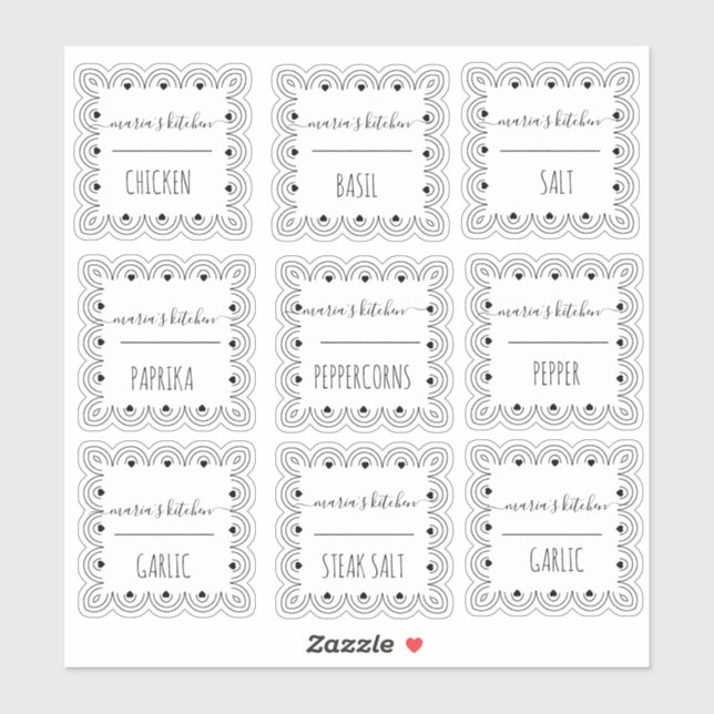 Pegatina Frontera decorativa de jarra de especias de la org (Hoja)