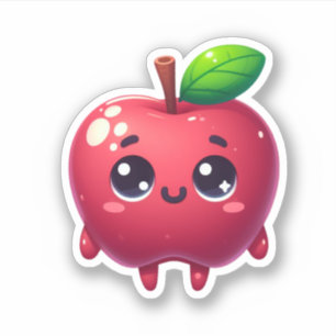 Pegatina fruta linda kawaii apple