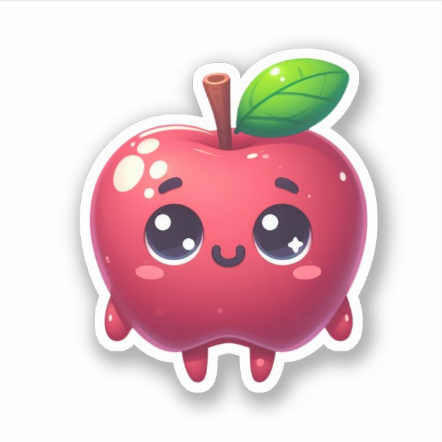 Pegatina fruta linda kawaii apple (Anverso)