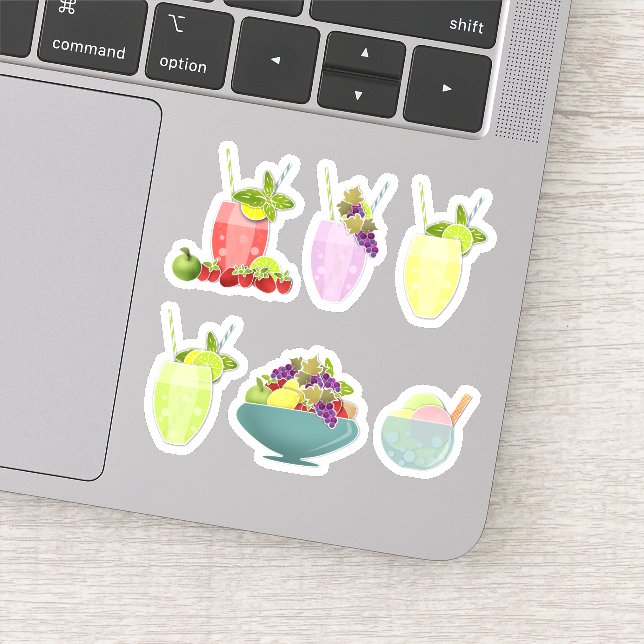 Pegatina Frutas sanas helados cócteles cereza limón (Detalle)