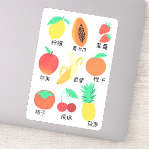 Pegatina Frutas tarjetas flash para tarjetas de comida chin