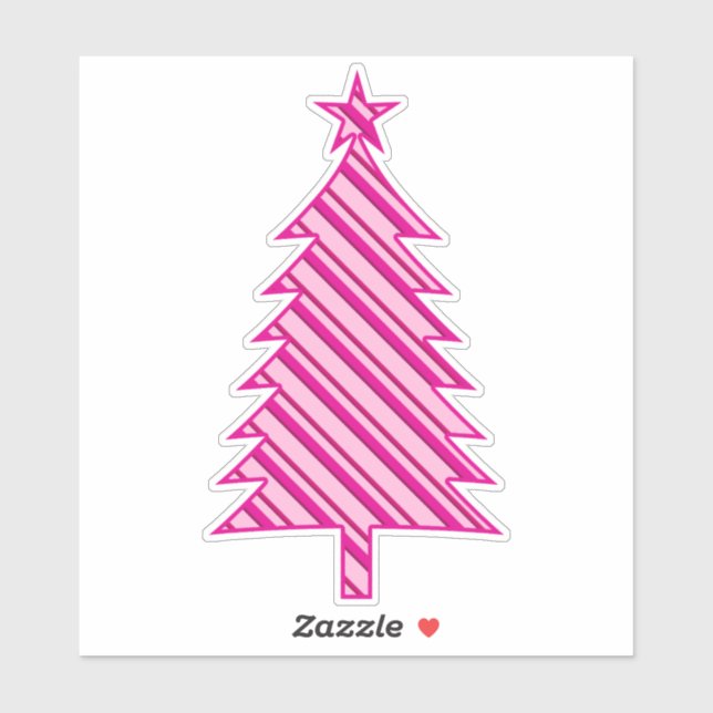 Pegatina Fuchsia y el árbol de navidad rayado de caramelo r (Hoja)