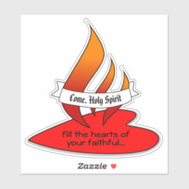 Pegatina Fuego o Llama y Corazón con Cita Pentecostés 1UP